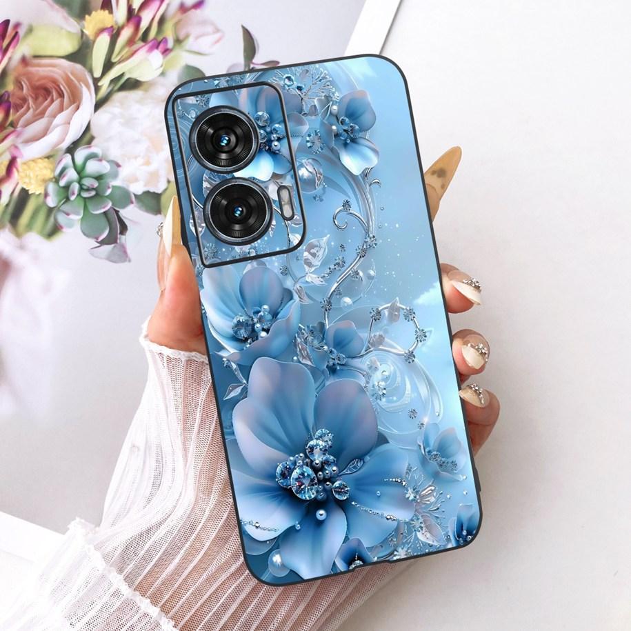 Чехол Для Motorola Edge 50 Fusion Чехол XT2429-1 Популярный Цветок Мягкий Черный Силиконовый Чехлы Для Телефона Для Motorola G96 5G MotoG96 Funda