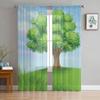 Tree Meadow Summer Tulle Curtains for Living Room Bedroom Sheer Curtain for Balcony Hall Fashion Printed Home Drapes