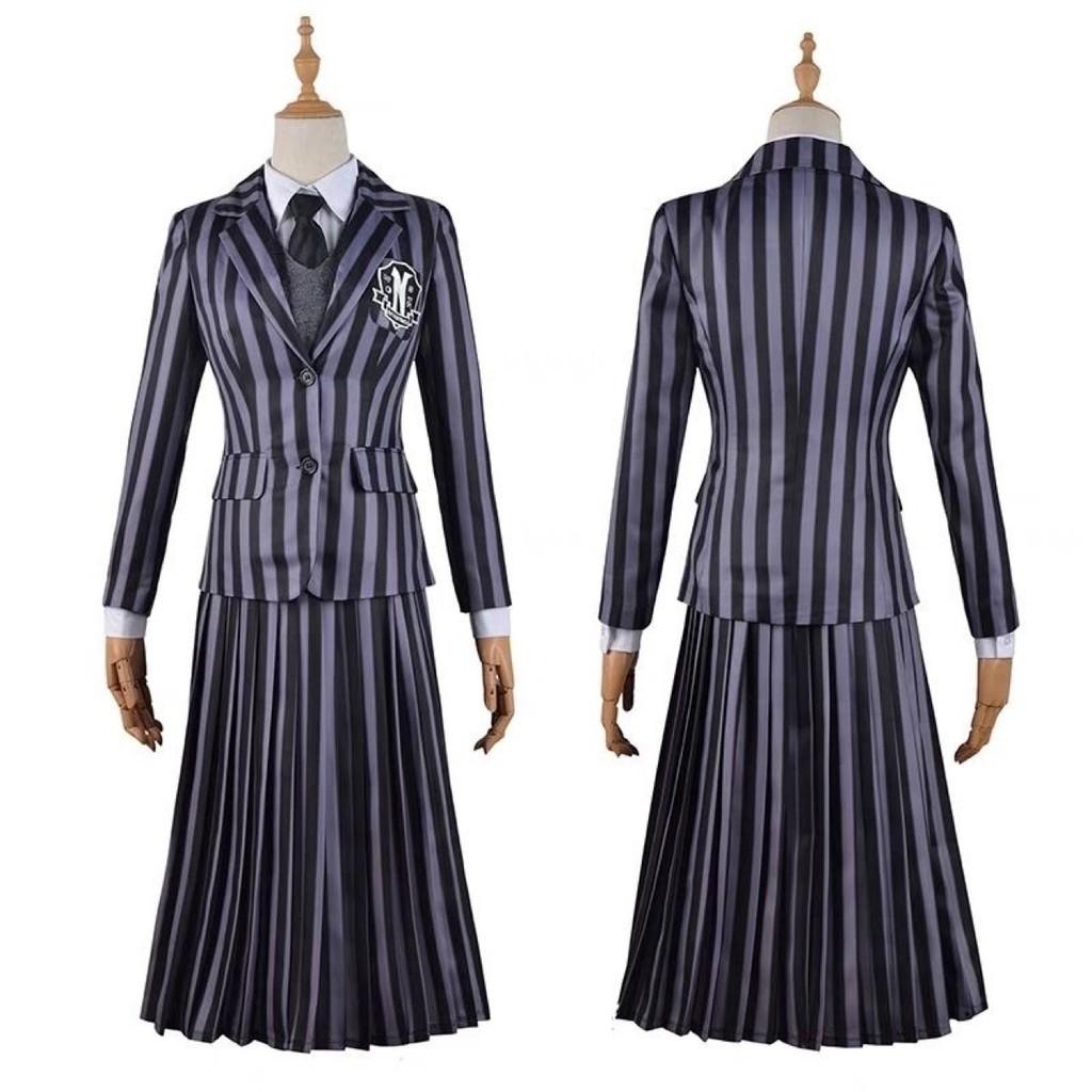 Wednesday Addams Role Playing Adult School Uniform Costume Set For Halloween Events And Cosplay