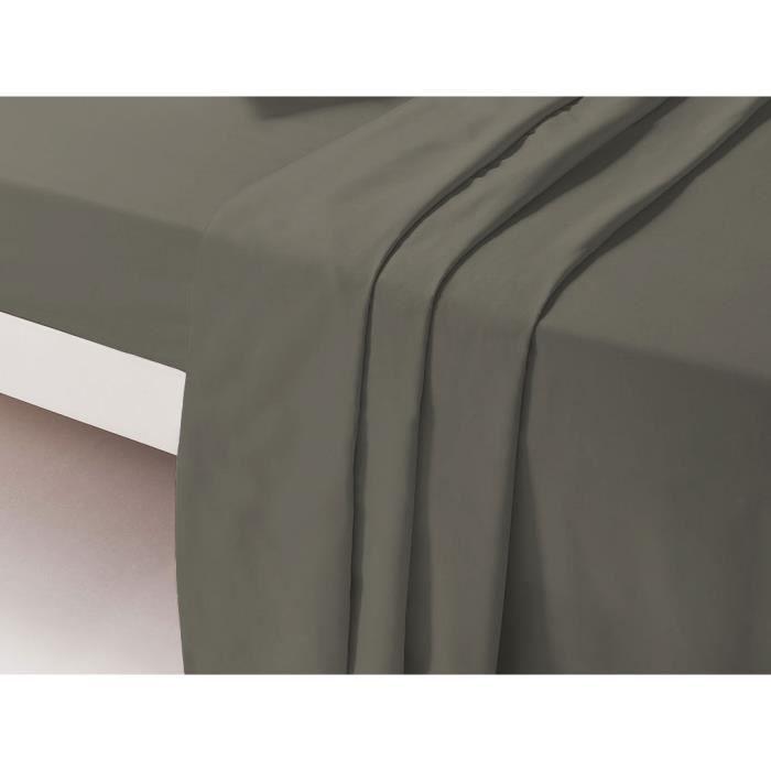 Drap Plat - DP135 - Taupe - 240x300 cm - 100% Coton - Lavable en machine à 60°