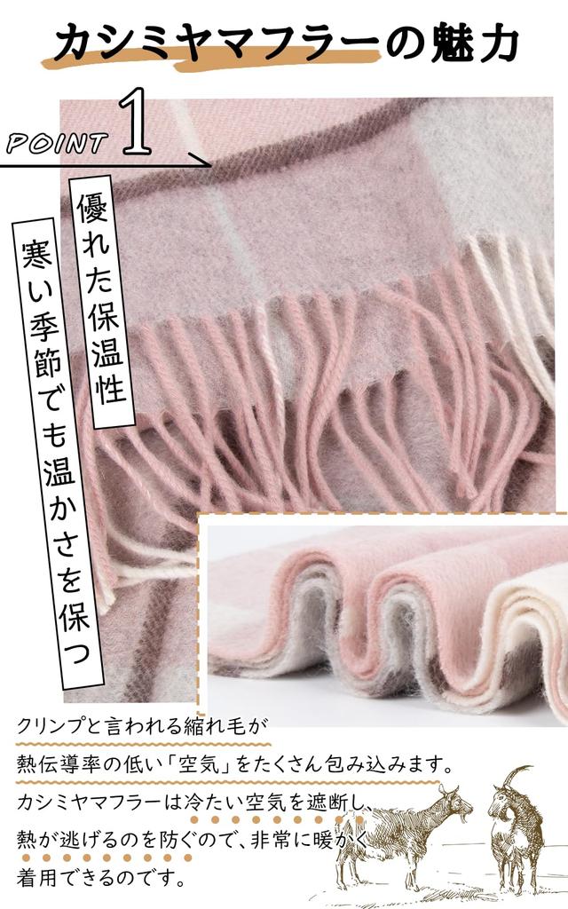 Utukky Cashmere Check Pattern Cashmere Premium Inner Mongolian Large Thick Warm and Fluffy for Perfect Gift for and Unisex Women's 100% Stole,