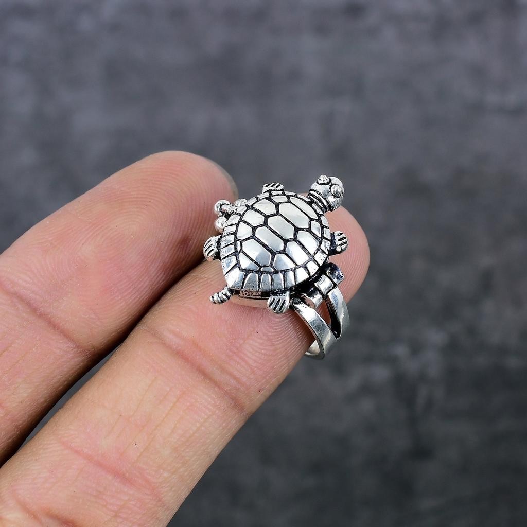Черепаховый вид ювелирные изделия ручной работы из стерлингового серебра кольцо Poison размер 8 f5P17