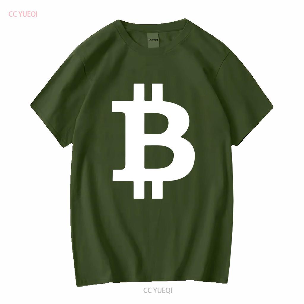 Футболка с логотипом Bitcoin с длинным или коротким рукавом винтажная стирка мужская дышащая эластичная универсальная повседневная с небольшим принтом