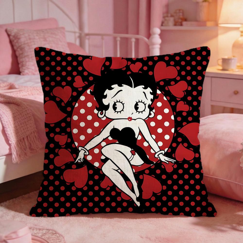 Betty BBoops Cute Cartoon Cushion Cover Premium Comfort Reversible Pillow Cove Two In One Design For Any Room Car Interior