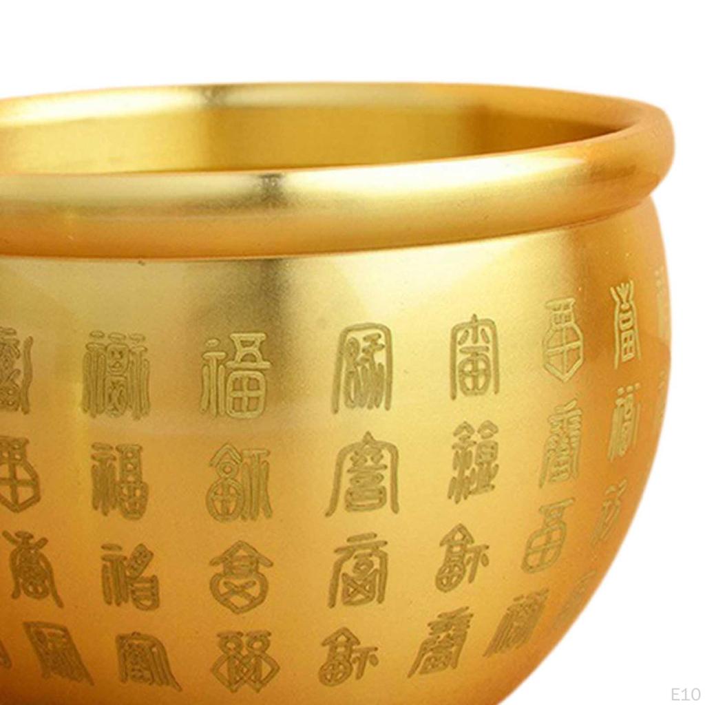 Brass Feng Shui Bowl Chinese Traditional Luck Fortune Wealth Statue Sculpture Success Folk Treasure
