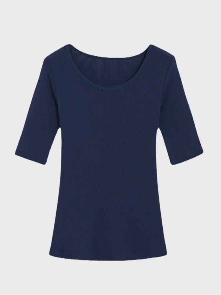 Korean Style Women's Mid-Sleeve T-Shirt, Slim Fit, Five-Point Sleeves, Perfect As Inner Layer or Outer Top for Spring and Autumn 2022