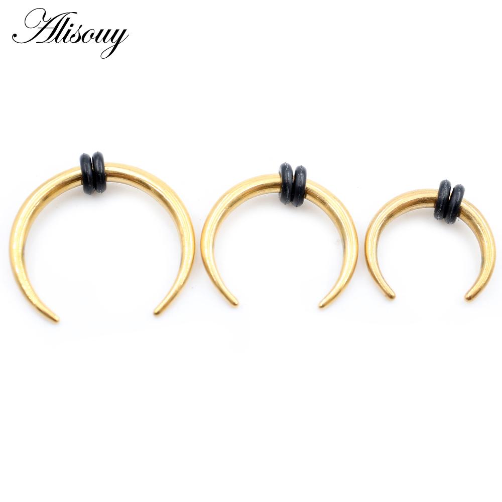 Alisouy 1 шт., калибр 14/16G, нержавеющая сталь, рог буйвола, бычий конус, коготь, плоть, ушной туннель, расширитель, растяжитель, гвозди, кольца для носа