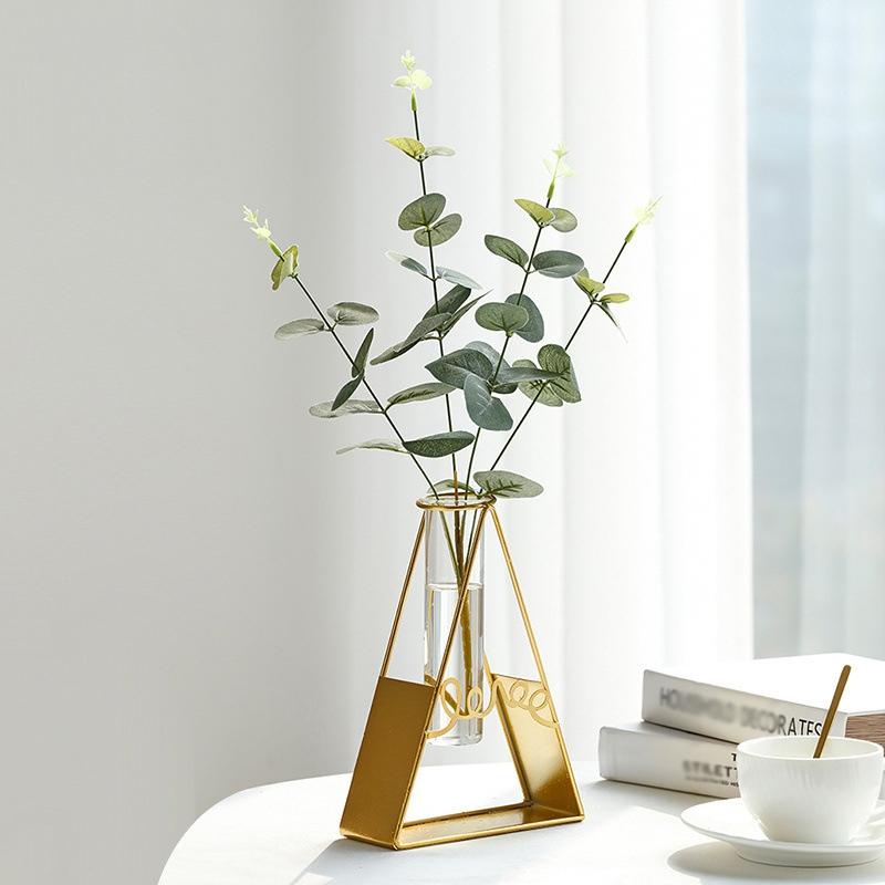 Nordic Vase Hydroponic Gold Home Decorations Modern Glass Drying Flower Pot Ornament Small Vases Room Decor Interior Accessories