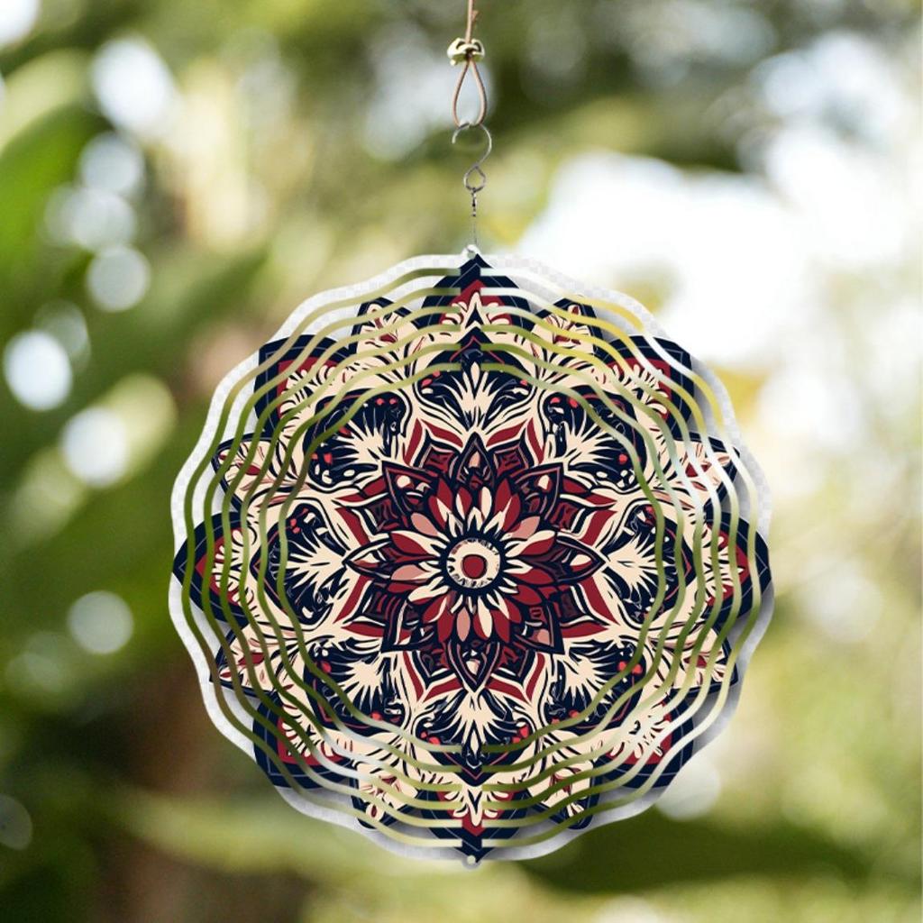 10 Inch Mandala Wind Spinner Metal Art Decor with 360 Hook Vibrant Floral Patterns for Garden Balcony Patio Outdoor Hanging Ornament