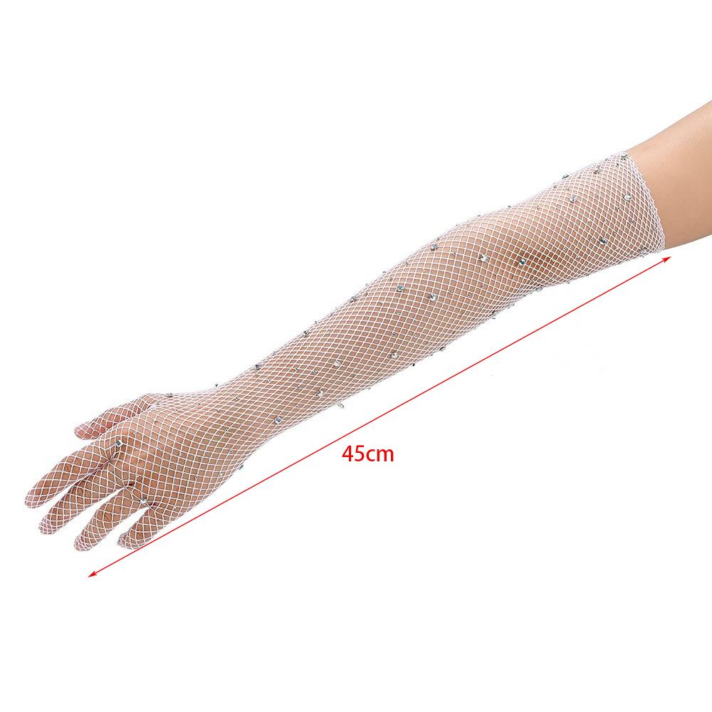 Праздничное платье Сетчатые перчатки Блестящие перчатки со стразами для выступлений Новые длинные варежки Вечеринка