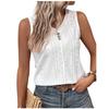 Summer Women Blouses Oversized V-Neck Solid Color Sexy Tank Hollow Button Loose Shirts Elegant Sweet Casual Sleeveless Tops