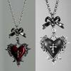 Y2K Bow Cross Heart Necklace For Girls Gothic Jewelry Vintage Accessories Rose Goth Collares Chain For Women Man Punk Necklace