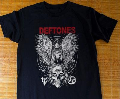 DEFTONES Белая Сова Череп Рок-группа Черная Унисекс Футболка Размер S-4XL