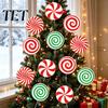 Spiral Candy Cane Party Supplies 12Pcs Christmas Yard Stakes, Hollow Board Garden Decor with Metal Spikes, Outdoor Holiday Lawn Decorations Red White