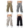 Men Casual Cargo Pants Hip Hop Baggy Trousers with Pockets Low-Rise Elastic Waist Drawstring Loose Pants for Spring Autumn Street Travel