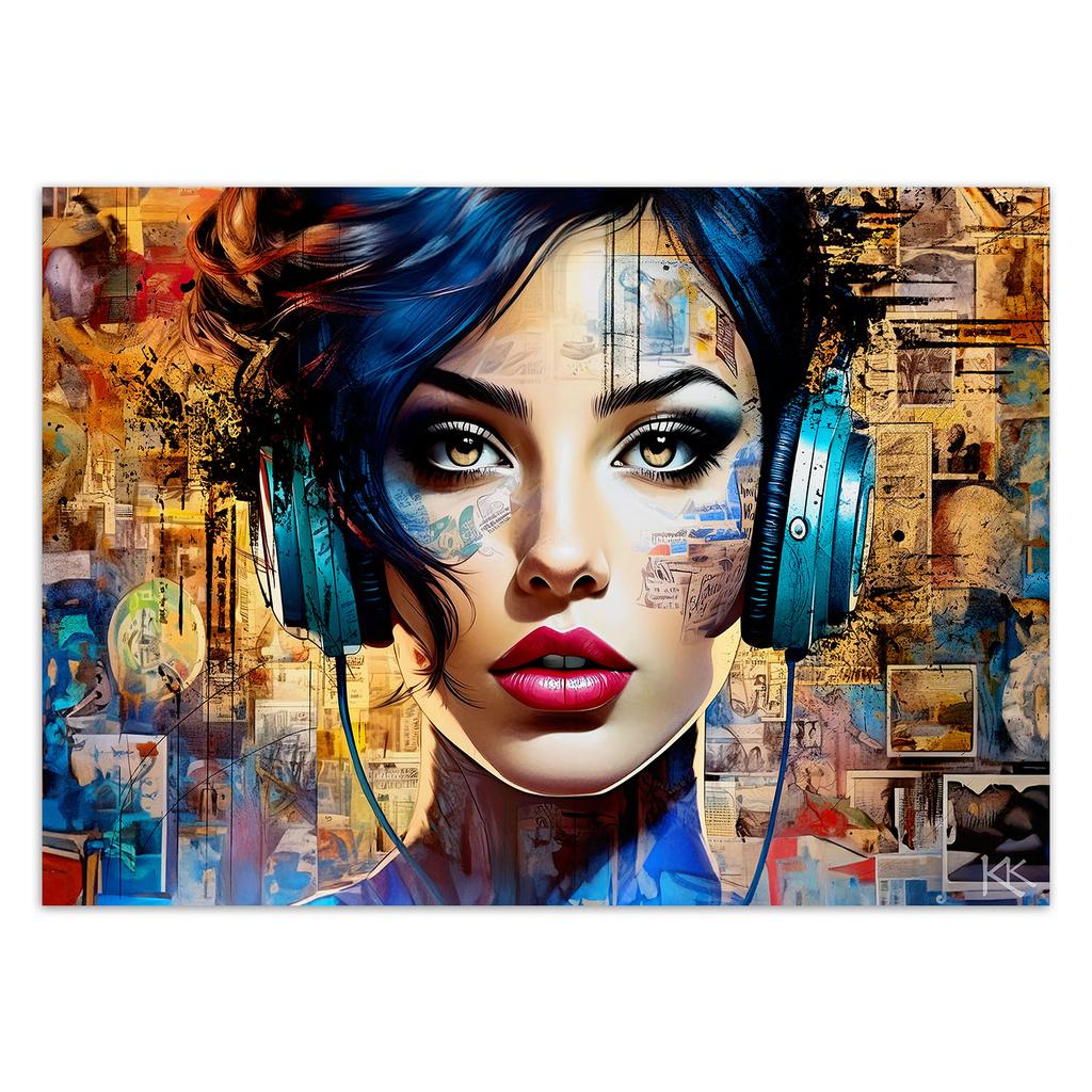 Wallpaper Woman Music Abstraction