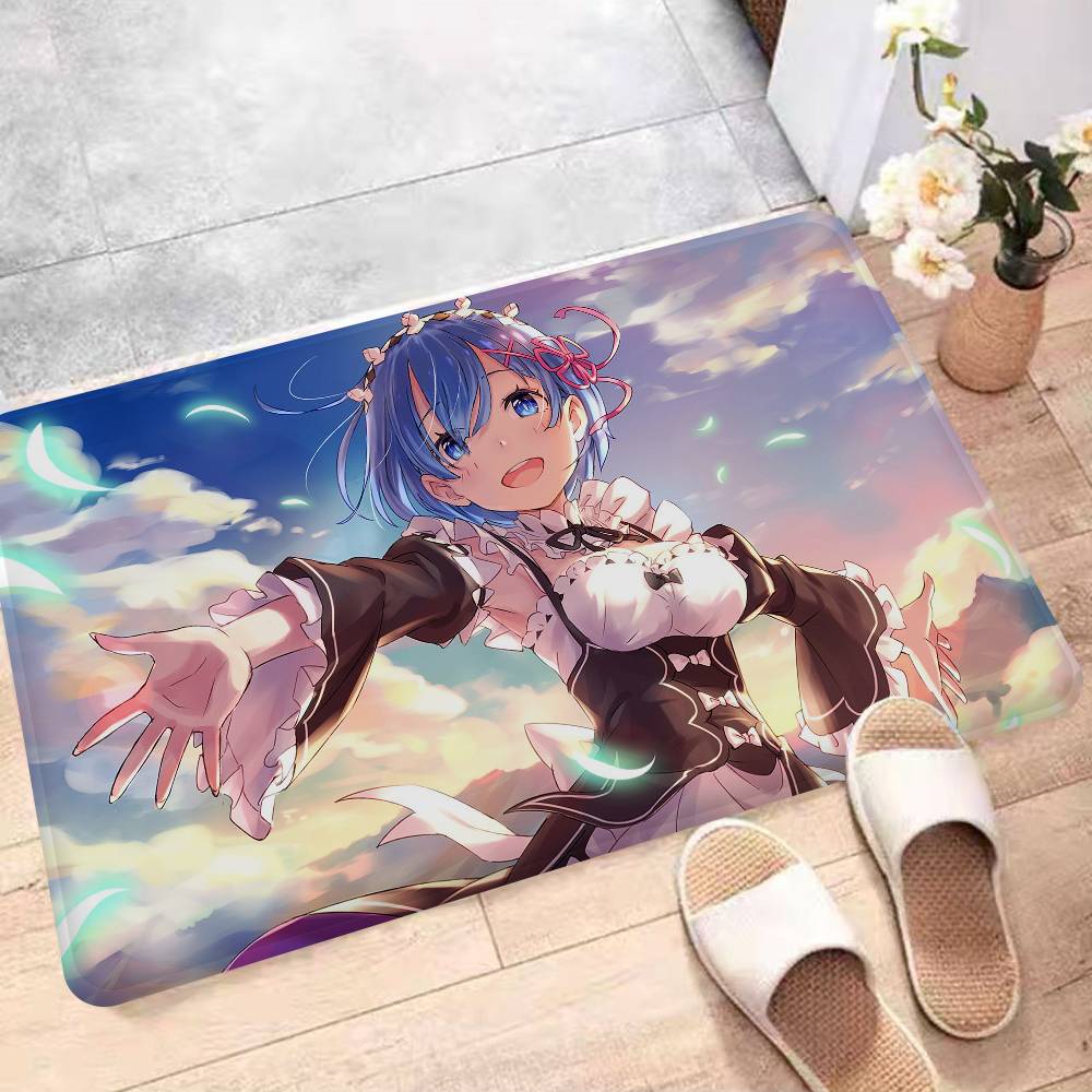 Аниме RE ZERO Кухонный коврик Детская комната Спальня Декорация Балкон Противоскользящий Придверный коврик Гостиная Альфомбра