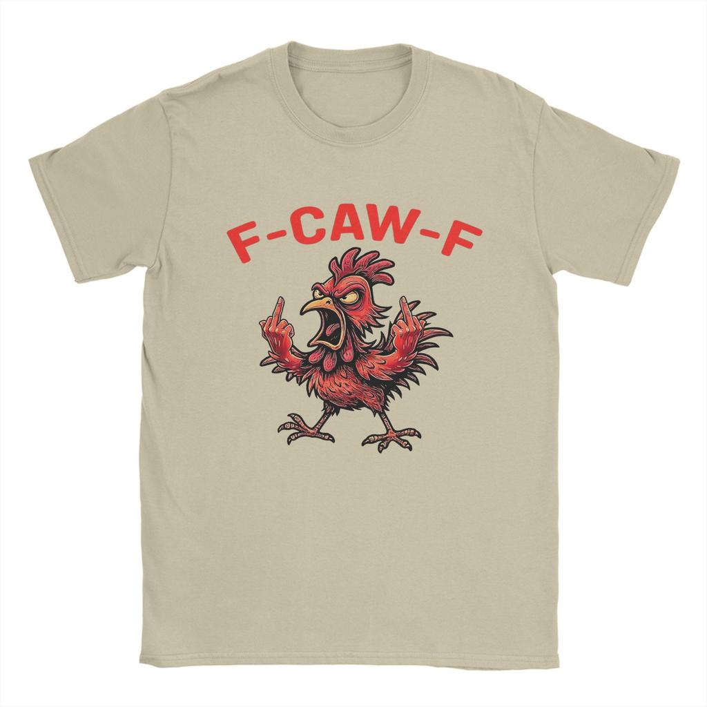 Винтажные Футболки с Мемом F-Caw-F-Chicken Шокированный Петух Мужские Хлопковые Футболки с Круглым Вырезом С Коротким Рукавом Одежда для Вечеринок