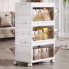 Instant Open Foldable Multi-Layer Plastic Storage Cabinet for Bedroom/Living Room