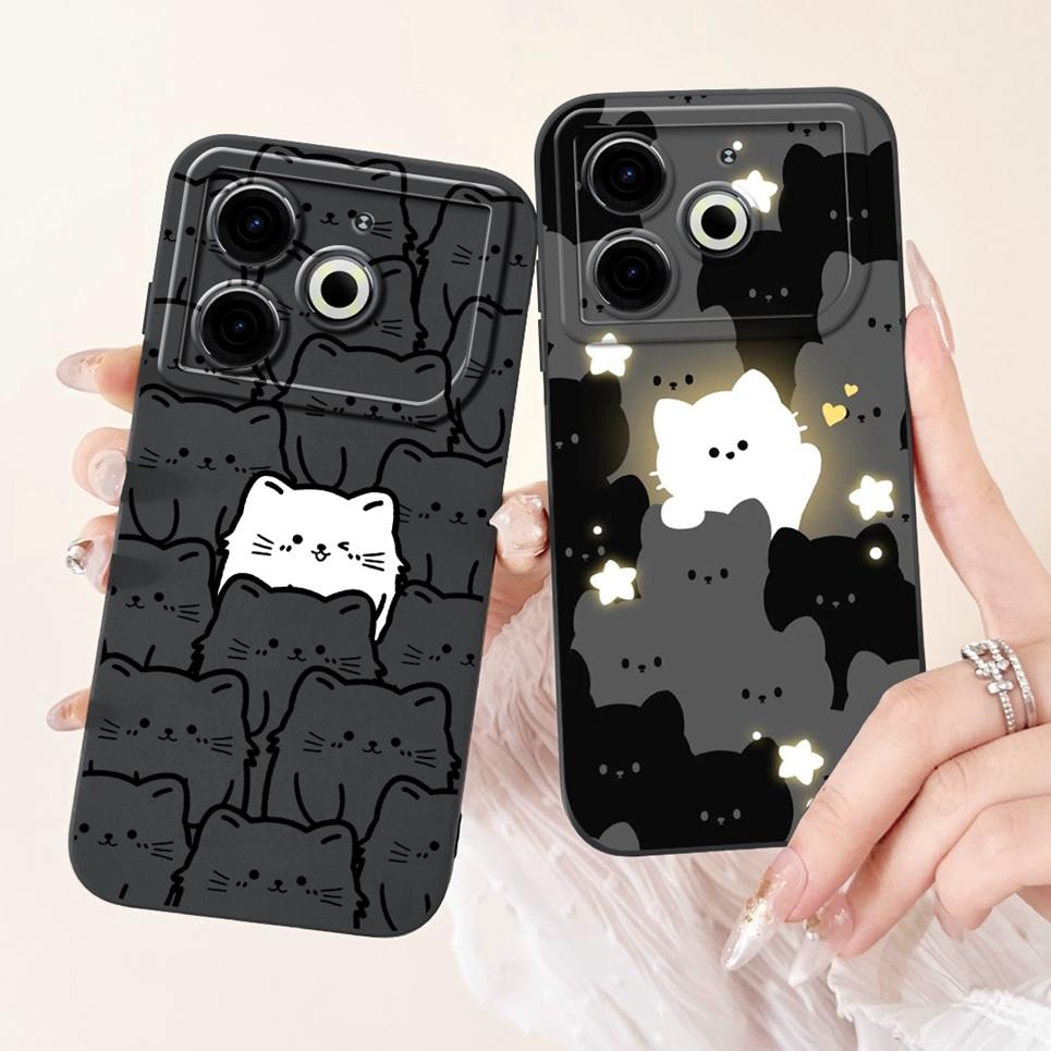 Cartoon Fashion Back Cover For Tecno Pova 6 Neo Pova6 Neo Phone Case Silicone Soft TPU Dragon Astronaut Black Cat Funda Bumper