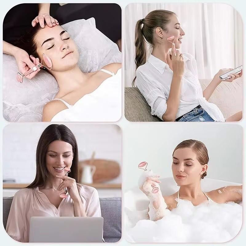 Non-Toxic Gua Sha Set - Facial Massager & Roller Tool Kit Double Sided Stone Scraping Board For Skin Care Spa Relaxation