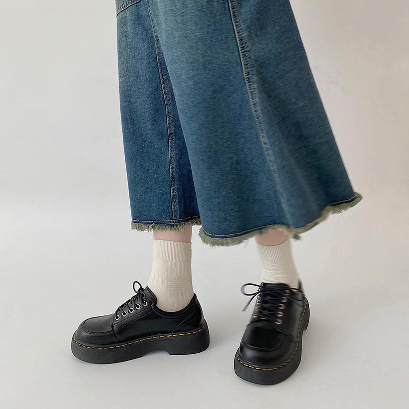 Модные британские туфли Mary Jane Little Leather 2024 Весна и осень Новые толстые подошвы Универсальные женские туфли Zapatillas De Deporte