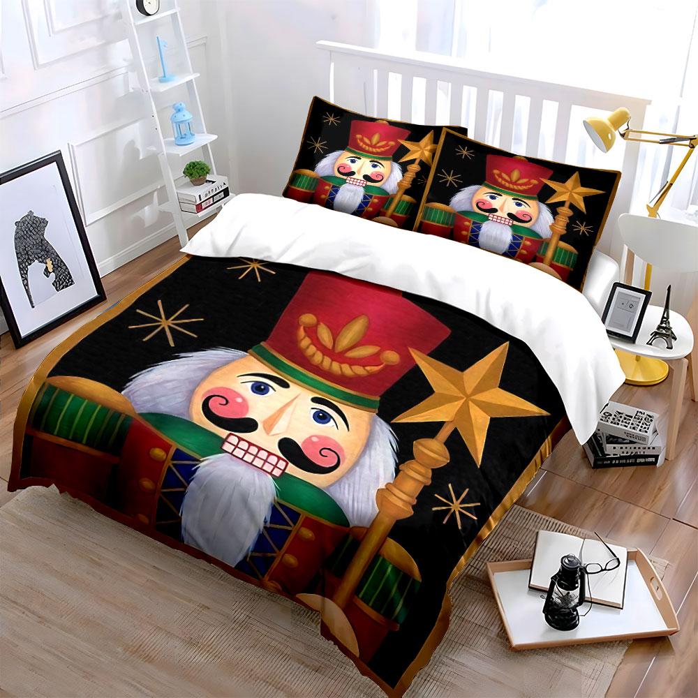 Nutcracker Soldier Design Set Bedding Duvet Cover Set Duvet Cover Pillowcases (1*Duvet Cover 2*Pillowcases, without duvet insert)