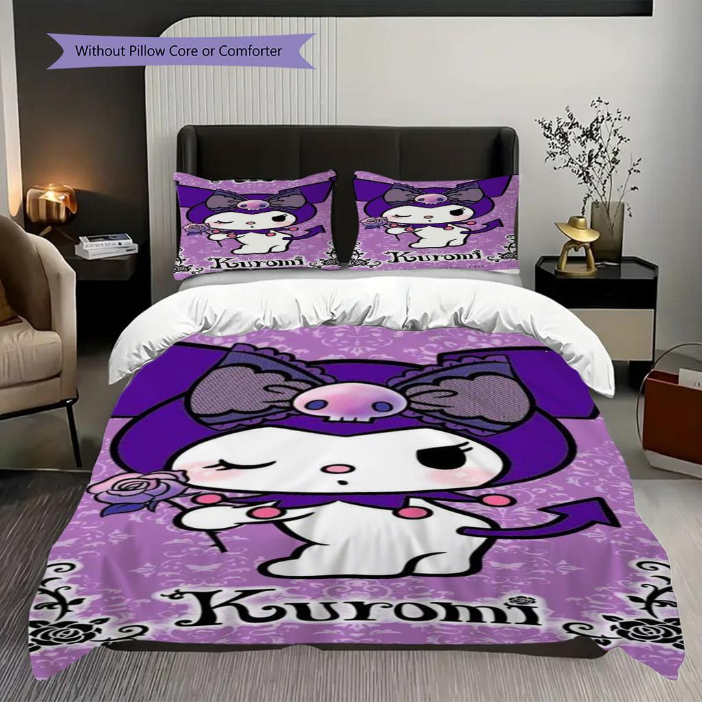 Kuromi Purple Set Bedding 1 Duvet Cover 2 Pillowcase Without Core Duvet Cover And Pillowcase Christmas Birthday Gift Bedding Set Bedding