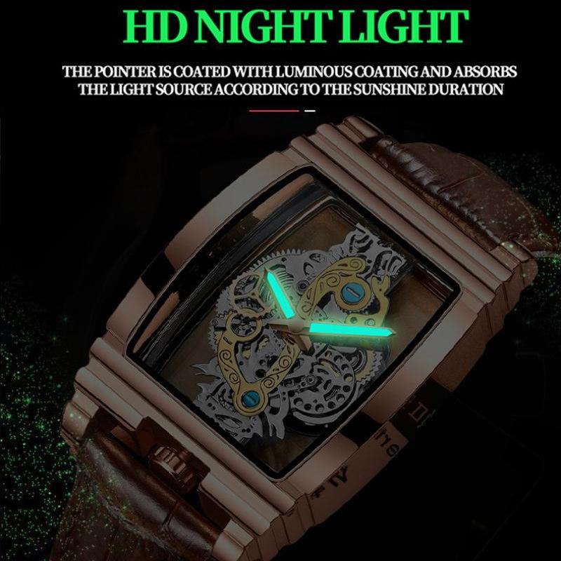 BINBOND Мужские персональные водонепроницаемые светящиеся кварцевые часы модные локомотивные гоночные часы с полыми полосками скелетонированные часы