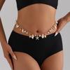Fashion Bohemian Waist Chain Sea Star Imitation Pearl Body Chain Conch Hollow Out Shell Waist Link for Women