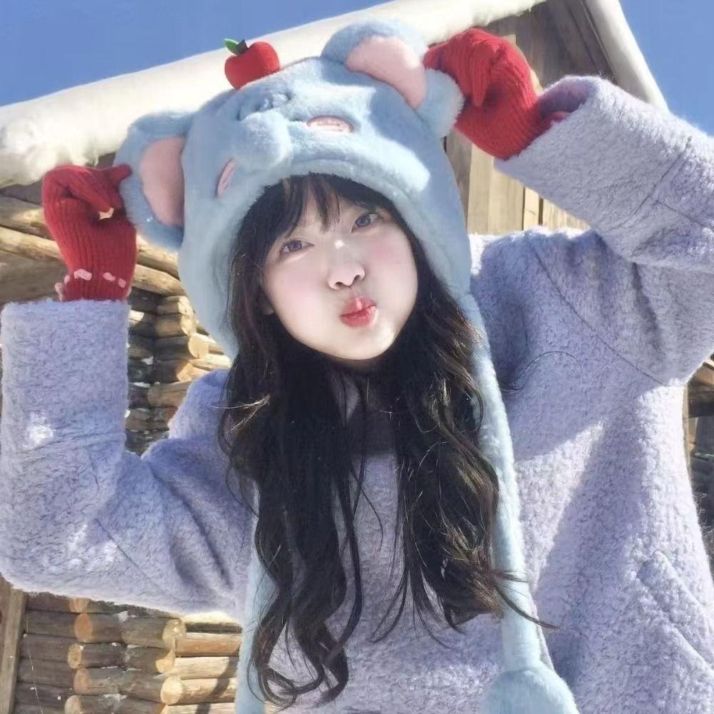 Korean Style Ear Protection Hat Cute Fluffy Beanie Hat Fashion Elephant Warm Hat  Outdoor