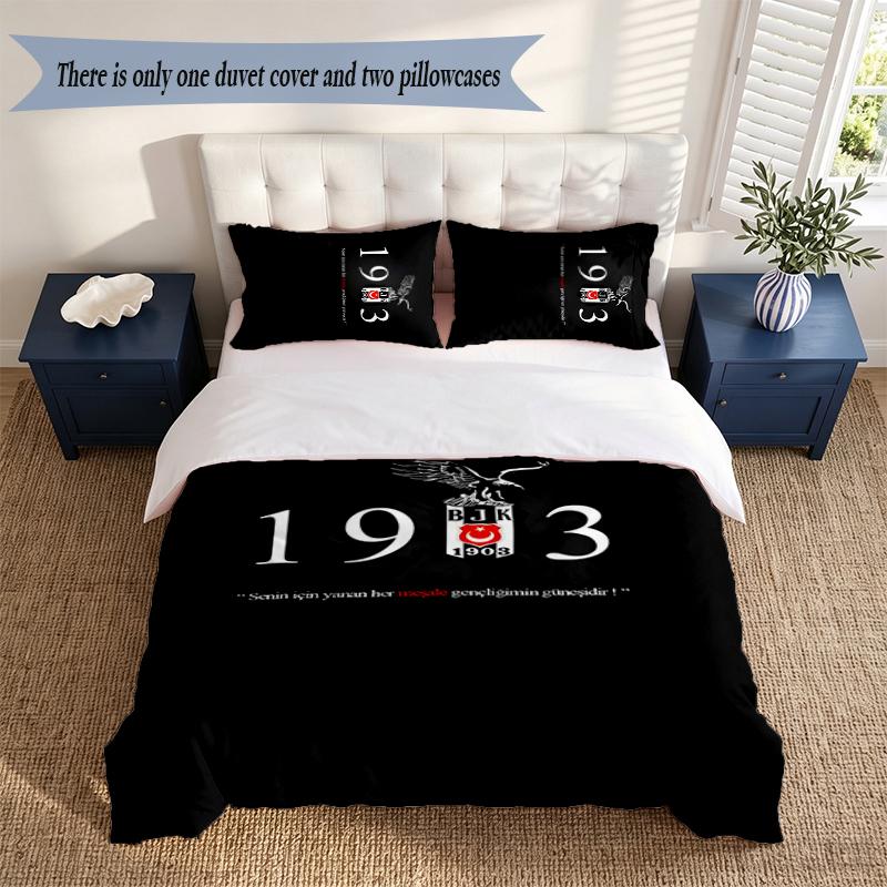 BJK FC 3‑Piece Bedding Set Soft Microfiber Duvet Cover Pillowcases Comfortable Bed Linen for Bedroom Decoration