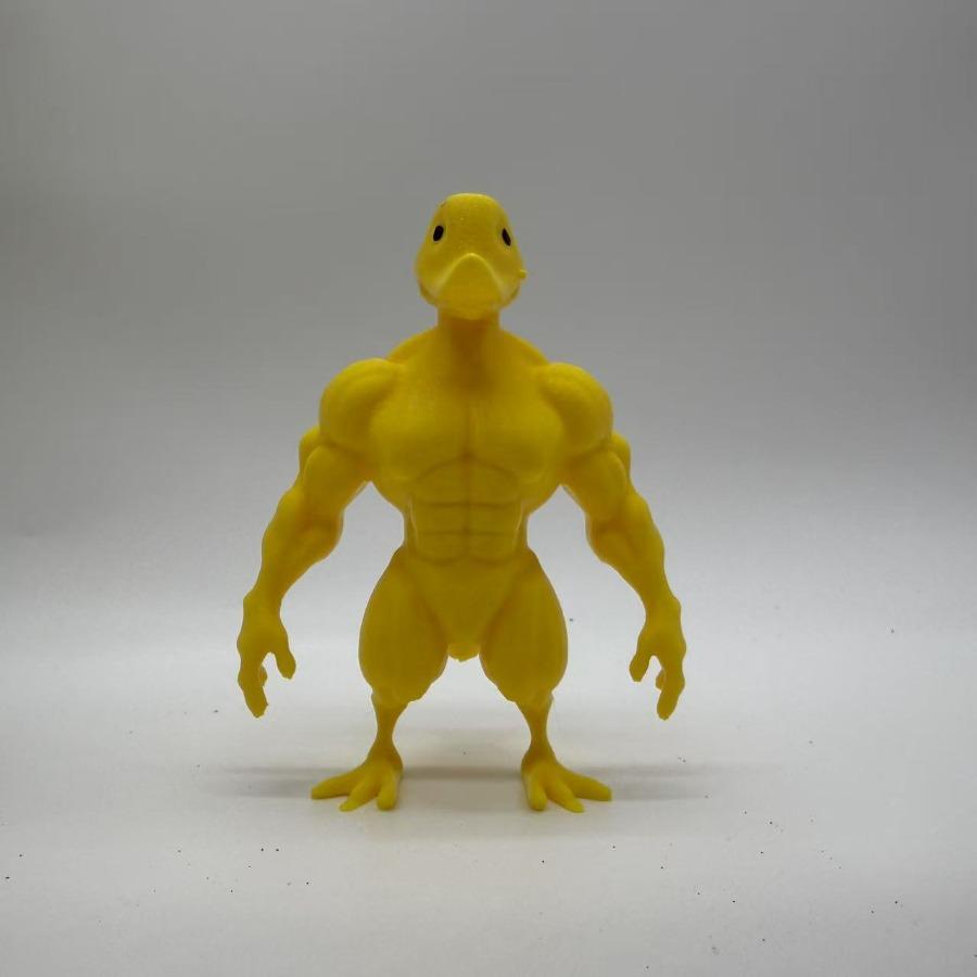 Cute Animal Muscle Duck Statue 3D Printed Duck Sculpture Novelty Desktop Ornament Multi-Functional Indoor And Outdoor Decoration