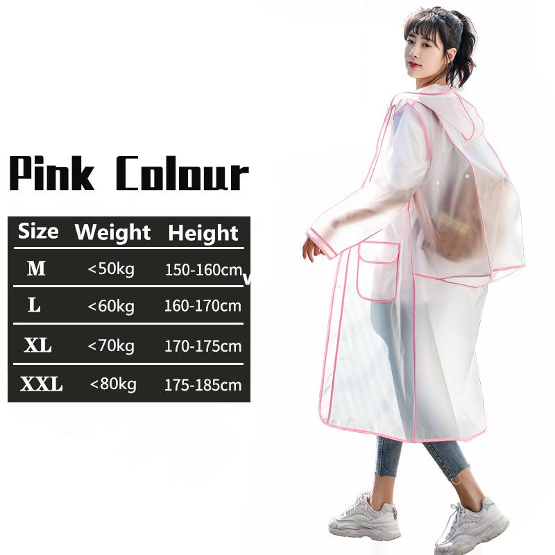 2023 New Waterproof Transparent Eva Clear Long Ladies Raincoats Women Men Fashion Rain Coat Jackets Hooded With Schoolbag Space