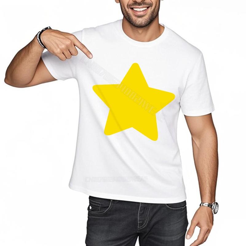 Summer top Daily Wear Round Neck Tee Yellow Star On Black Fashion Plus Size Tshirt Cool Casual Relaxed Fit Tshirt