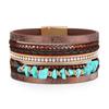 Stone Leather Bracelet for Women Retro Multilayer Crystal Bangles Jewelry Gifts