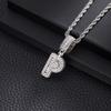 Zircon Inlaid Rock Sugar Initial Pendant Necklace - European & American Hip-Hop Style