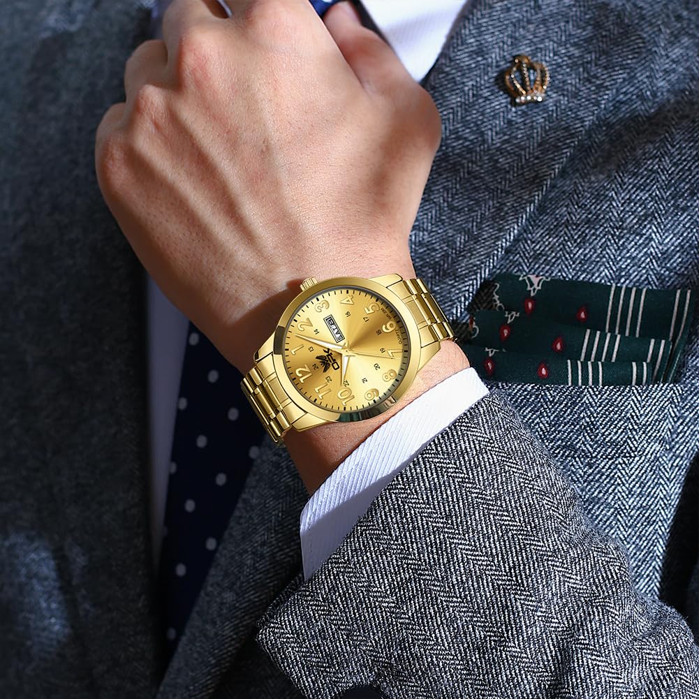 OPK Кварцевые Популярные Стильные Деловые Водонепроницаемые Дата Люминесцентные Легко Видеть Удобные Календарные Часы Компания Студенческие Часы для Мужчин Золотые Мужские Мужские