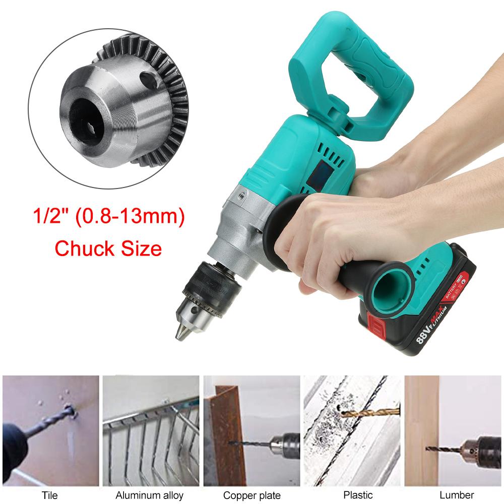 Бесщеточная электрическая дрель 88 В, 800 Вт, 13 мм, аккумуляторная электрическая отвертка, 1/2 дюйма, патрон с автоматической блокировкой, ледобур, электроинструмент с литий-ионной батареей