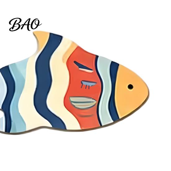 Balcony Marine Wall Art 3 Pcs Vintage Beach Wooden Fish Decor, Nautical School of Coastal Art, Summer Lake House Hanging Sculpture for Living
