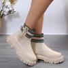New In Stock Thick Soled Round Toe Elastic Knitted Spliced  Boots for Women European and American Plus Size Warm Socks Boots