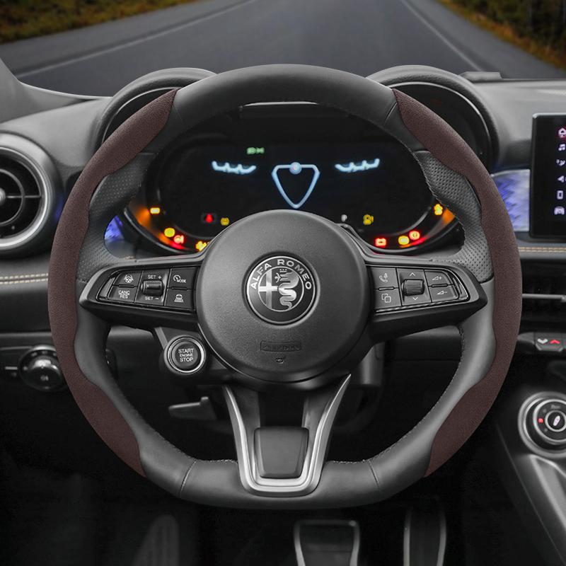 Для Alfa Romeo Замшевая Накладка На Руль с Кнопками Подходит Для Alfa Romeo 159 147 Gt Giulietta Stelvio Mito Чехол На Руль