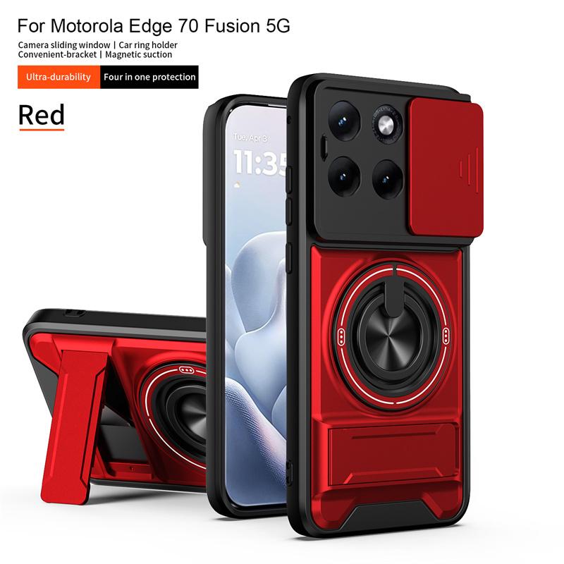 Для Motorola Edge 70 Fusion 5G Чехол Бронированный Держатель-подставка Защита камеры со сдвижной крышкой Funda Для Moto Edge 70 Fusion Магнитный Держатель Кольцо Чехол