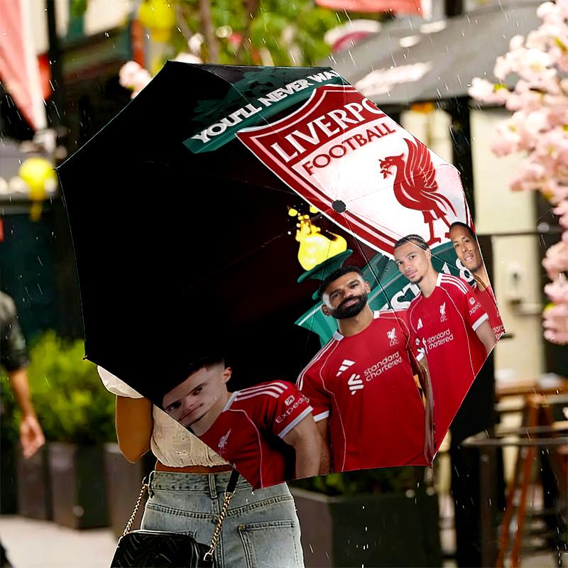 Зонт Liverpool F.C. с принтом, автоматическое открытие/закрытие - Портативный складной дизайн - Для ежедневного использования, путешествий/на улице - Подарок на день рождения