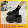 Small Leather Shoes Women's 2025 Spring and Summer New Fashion Versatile British Style Black Heightening Work Shoes Platform Shoes Children