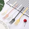 6Pcs Dessert Fork Flatware Set Dinnerware Cutlery Stainless Steel Long Handle Fork Salad Fork Tableware Silverware Set