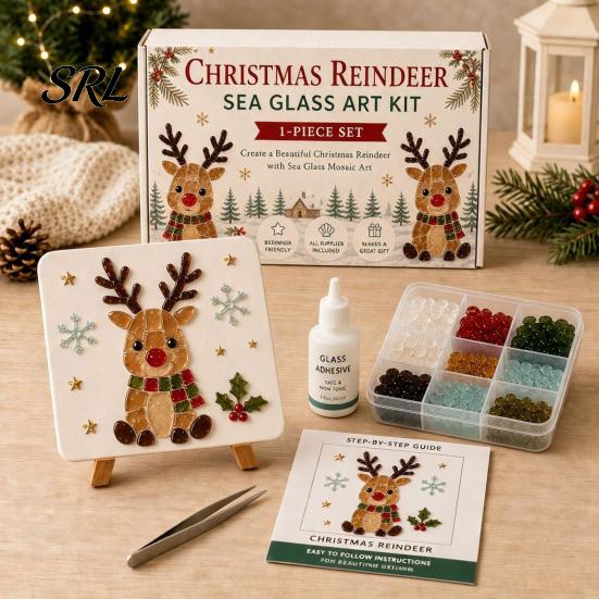 Sea Glass Art Kit Style DIY Craft for Adults Kids, Handmade Coastal Keepsake Making Project, Creative Wall Decor Home Christmas Party Hobby