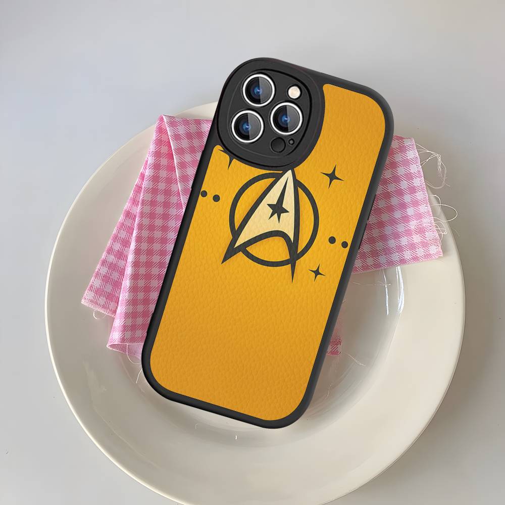 Star T-Trek Movie Logo Leather Phone Case For IPhone 16 14 15 Pro Plus 13 12 11 Pro Max Silicone Cover