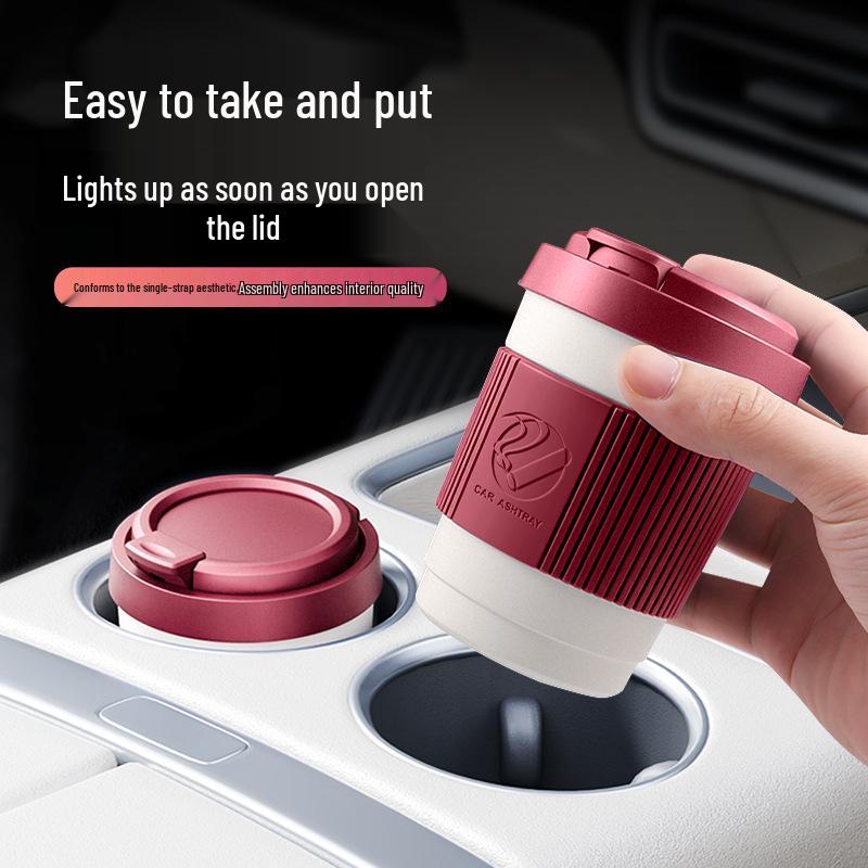 BYD Xia New Model Multifunctional Car Ashtray with Lid & Night Light