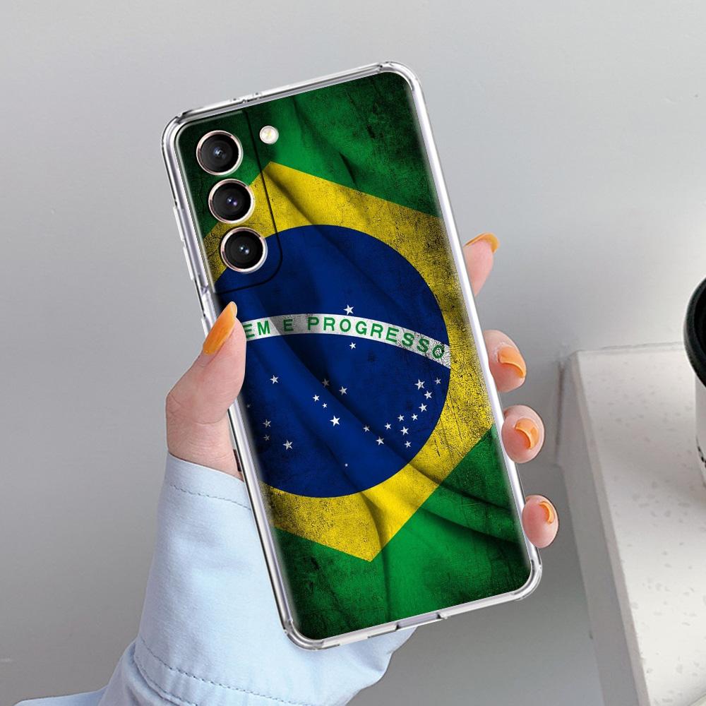 Чехол для телефона Samsung Galaxy S26 S25 S24 S23 S22 Ultra S20 S21 FE 5G Plus Мягкий прозрачный чехол Большой флаг Бразилии